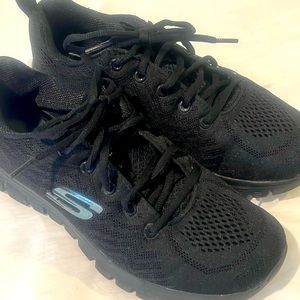 Skechers Womens Black Lace Up Sneakers Foam Size 8.5